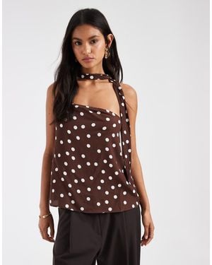 Vero Moda Woven Bandeau Top With Scarf Detail Co-Ord - Brown