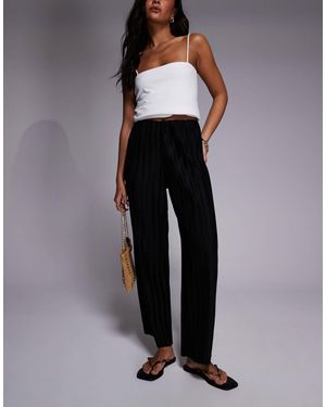 River Island Plisse Wide Leg Pants - Black