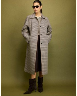 Stradivarius Lange Omkeerbare Trenchcoat Met Ruit - Groen