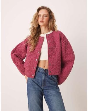 ASOS Washed Quilted Jacket With Cocoon Sleeve - Red