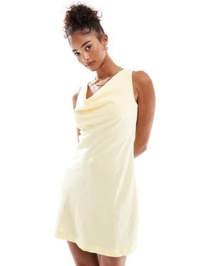 Cotton On Haven Cowl Neck Linen Blend Mini Dress - White