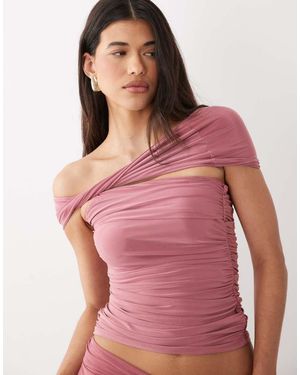 ASOS Top Monospalla Incrociato Color Cipria - Rosso