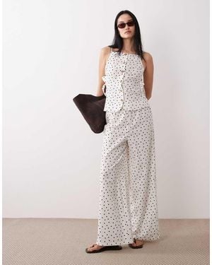 Wednesday's Girl Tie Up Wide Leg Trousers - Natural
