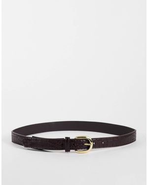 Mango Faux Croc Classic Belt - White