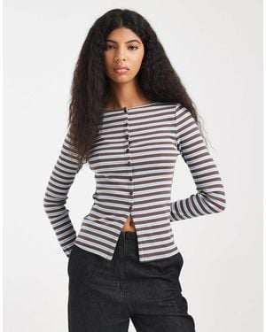New Look – strickjacke mit durchgehender knopfleiste - Grau