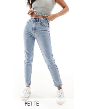 Stradivarius Petite – mom-jeans aus baumwolle - Blau