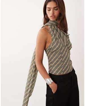 ASOS Stretch Chiffon Scarf Wrap Top - Brown