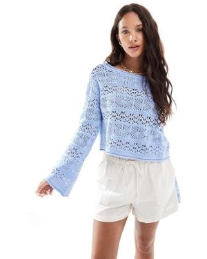 Cotton On Cotton On Crochet Boatneck Pullover - Blue