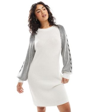 Object – geripptes minikleid aus grobstrick - Weiß