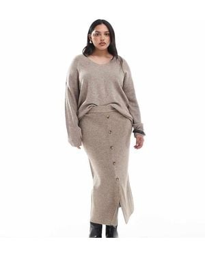 ONLY Ribbed Midi Skirt Co-Ord - Grey