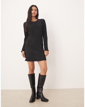Jdy Plisse Flute Sleeves Mini Dress - Black
