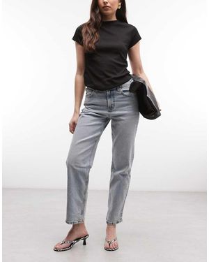 ASOS Vaqueros Capri Cómodos Y Elásticos De Pernera Recta Con Acabado Enjuagado De -Azul - Negro