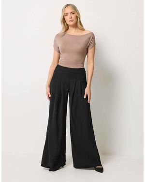 Long Tall Sally Pleated Palazzo Wide Leg Trousers - White