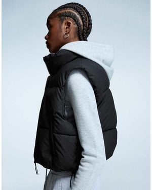 Bershka Cropped Puffer Gilet - Black