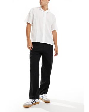 ADPT Pantaloni Ampi Neri Con Pieghe Sul Davanti - Bianco