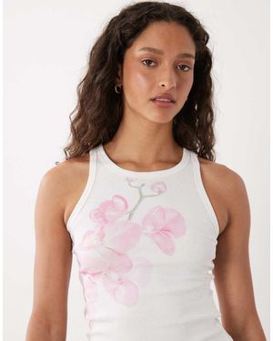 Cotton On High Neck Graphic Tank - White