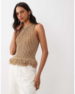 ASOS Top All'Uncinetto Con Frange - Marrone