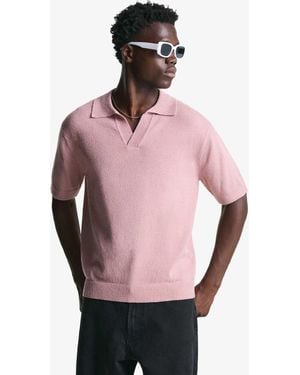 Bershka – strukturiertes polohemd aus frottee - Pink