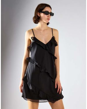 Collective The Label Waterfall Ruffle Mini-Dress - Black