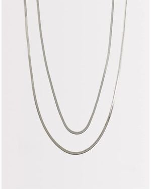 ASOS Pack Of 2 Long Snake Chain Necklaces - White