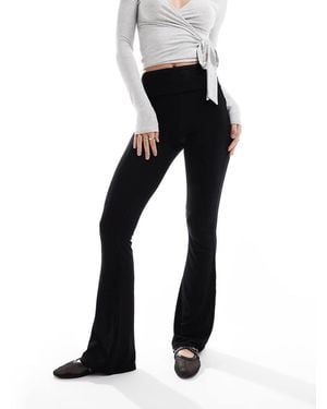 Miss Selfridge Low Rise Deep Fold Over Waistband Flare leggings - Black