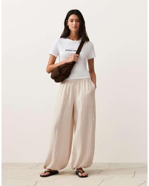 Oysho Pantaloni 100% Lino Écru Pallido - Neutro