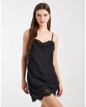Cotton On Estelle Satin Slip Mini Dress - Black