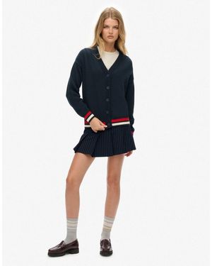 Superdry – lockere strickjacke - Blau