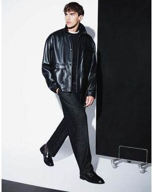 ASOS Oversized Faux Leather Jacket - Blue