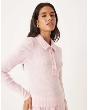 ASOS Co-Ord Brushed Rib Long Sleeve Top - Pink