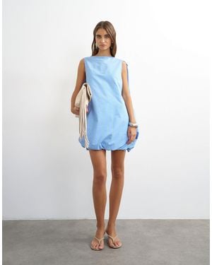 TOPSHOP – gewebtes baumwoll-minikleid - Blau