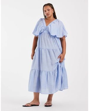 Vero Moda – gestuftes maxikleid - Blau