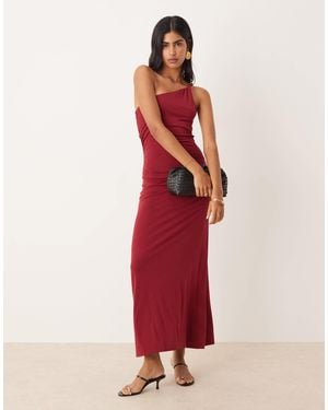 Mango One Shouder Twisted Strap Detail Maxi Dress - Red
