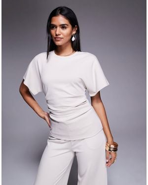 River Island Ruched Side T-shirt Co-ord - Grey