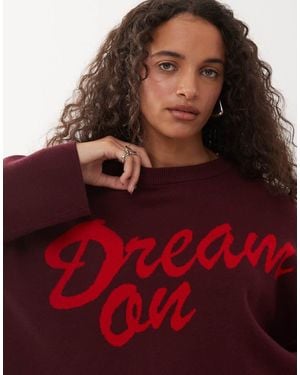 Noisy May Crew Neck Boxy Knit - Red