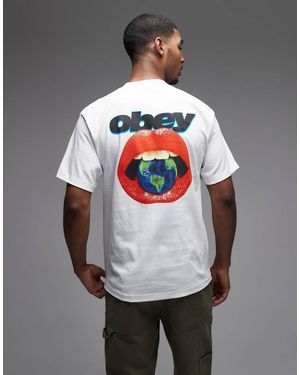 Obey Lips Graphic T-shirt With Back Print - Grey