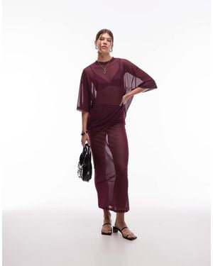 ASOS Maxi Sheer Mesh Skirt - Red