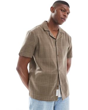 Native Youth Regular Revere Collar Burshed Check Shirt - Brown
