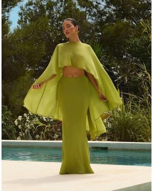 Wanderdoll X Emma Milton Primrose Chiffon Fishtail Maxi Skirt - Green