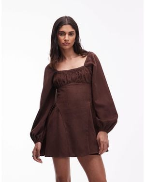 ASOS Square Neck Cord Skater Mini Dress - Brown