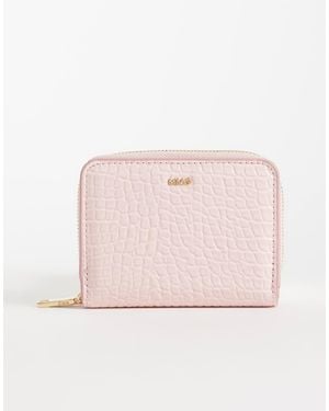 Mango Croc Effect Small Wallet - Pink