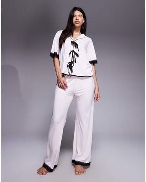 River Island Lace Trim Pyjama Set - Purple