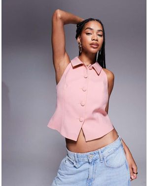 River Island High Neck Waistcoat - Pink