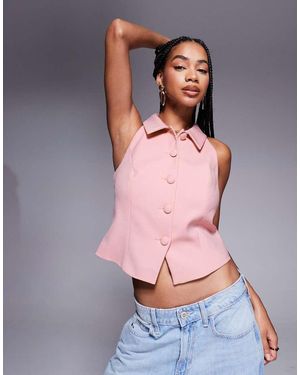 River Island High Neck Waistcoat - Pink