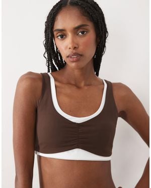 Abercrombie & Fitch – ypb studioflex – zweilagiger sport-bh - Braun