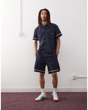 Prohibited Western Seersucker Shorts - Blue