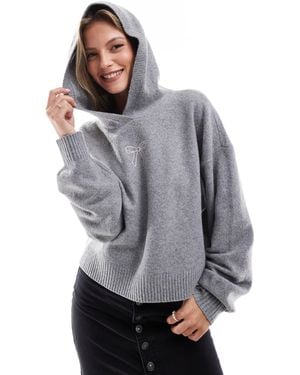 Hollister – gestrickter kapuzenpullover - Grau