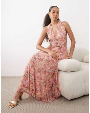 Abercrombie & Fitch Tiered Maxi Dress With Multiway Neckline - Pink