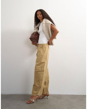 TOPSHOP Cargo-hose mit bindegürtel - Weiß