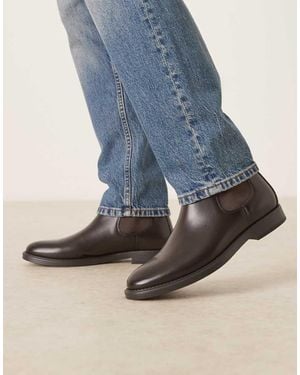Mango Botines Chelsea De Cuero De - Azul